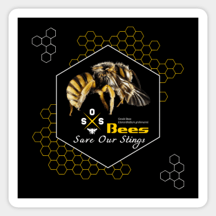 Save Our Stings Bees SOS | Nature Conservation Yellow White Black Sticker